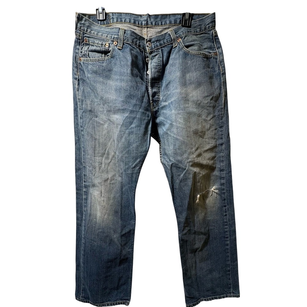 Levis 501 Original Fit Jeans Mens 36x32 Blue Button Fly Straight Leg Denim